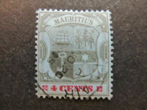 A4P42F31 Mauritius 1904-07 Wmk Mult Crown CA 4c Used-