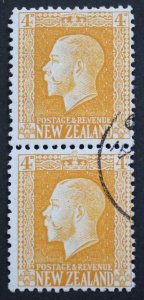 New Zealand 1915 GV Four Pence vertical pair SG 421d mint