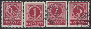 Croatia Scott # J6 - J9, used