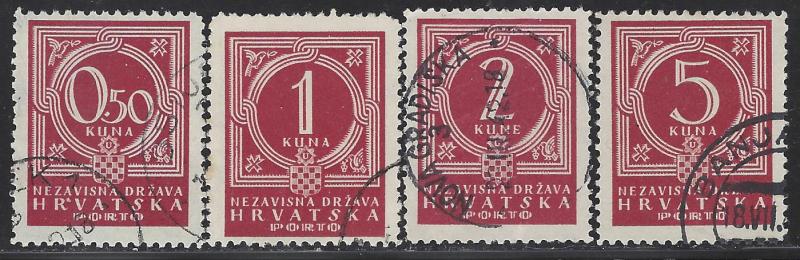 Croatia Scott # J6 - J9, used