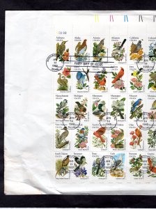 2003Ac State Birds & Flowers, full sheet FDC UL/P (#22222) w/envelope wrinkles