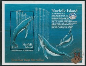 Norfolk Is 576a MNH 1995 Whales with overprint (ak3412)