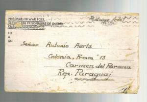 1946 Egypt MELF German POW Prisoner of War Ltr Cover to Paraguay Antonio Aerts