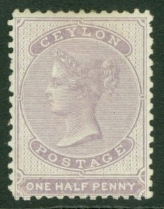 SG 18 Ceylon 1857-64. ½d dull mauve, perf 12½, no watermark. A fine fresh...