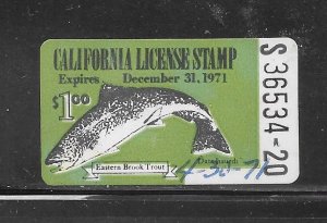 #Z3620 Used 1971 California Fishing Stamp