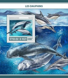 Niger - 2017 Dolphins on Stamps - Stamp Souvenir Sheet - NIG17313b