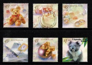 Australia 1999 Personal Greetings  Set of 6 Used