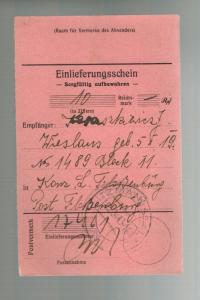 1943 Germany Flossenburg Concentration Camp money order Receipt W Karaskiewicz