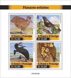 St Thomas - 2021 Extinct Birds, Mamo, Auk - 4 Stamp Sheet - ST210616a