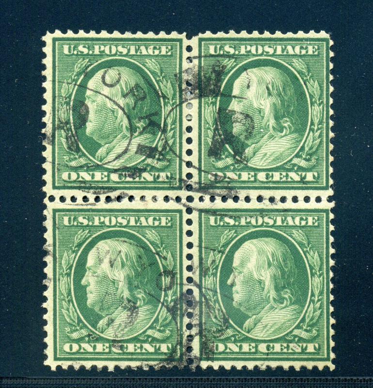 Scott #357 Franklin Used Bluish Paper Block with PF Cert (Stock #357-Bl1)