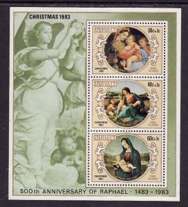 Aitutaki-Sc#318- id7-unusd NH sheet -Christmas-Rafael Paintings-1983-