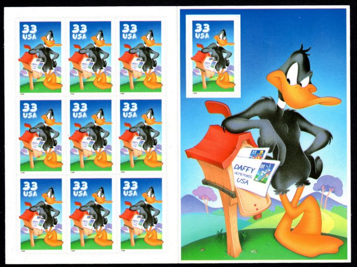 US #3306, Sheet,  33c Daffy Duck,  S.S., VF mint never hinged, Fresh Sheets, ...