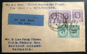 1931 Singapore First Experimental Flight Cover FFC To Hobart Tasmania Alor Star