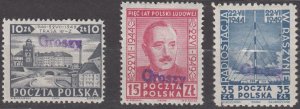 Poland 1950 Groszy overprint on Scott #454-456 MH