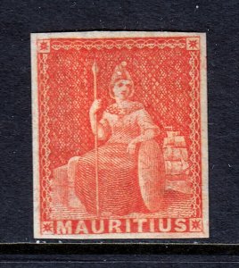 MAURITIUS — SCOTT 10 — 1858 6d RED BRITANNIA — MH — SCV $65