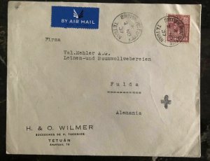 1937 Tetuan Morocco Agencies Airmail Commercial cover To Fulda Germany