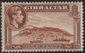 Gibraltar 108 (mh, pencil mark on back) 1p rock of Gibraltar, red brn (1942)