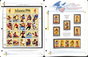 United States Stamp Collection in White Ace Album, 1996-1998 MNH in Mounts