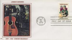 1978 Jimmie Rodgers (Scott 1755) Western Silk FDC