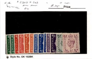 Great Britain, Postage Stamp, #235..263 Mint Hinged, 1937 King George (AB)