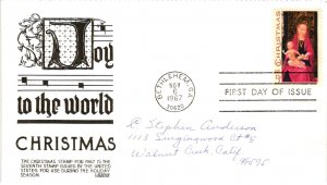 #1336 1967 Christmas Madonna  – Anderson Cachet Addressed to Anderson SCand