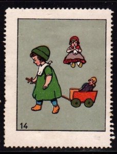 German Advertising Stamp - Girls with Cart #14