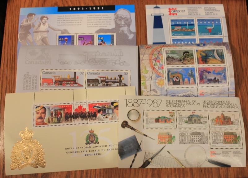 CANADA 6 DIFFERENT MINT NEVER HINGED SOUVENIR SHEETS