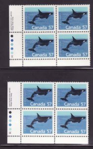 Canada-Unitrade#1173,1173i- id8-two unused NH 57c LL blocks-top Harrison, bottom