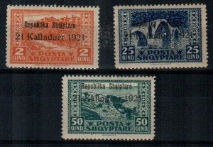 Albania Scott 172, 175, 176 Mint hinged 1921 errors [TE812]