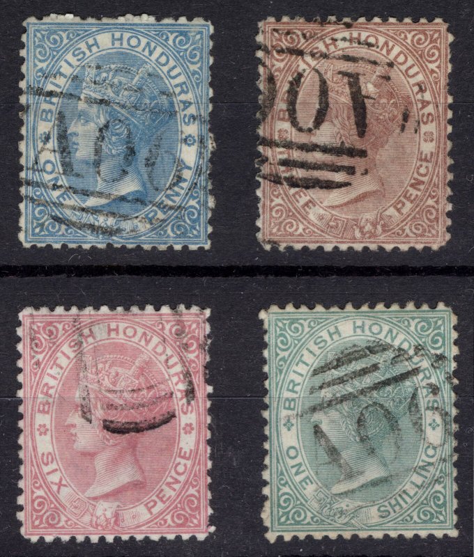 Br Honduras 1872 1d-1s PERF 12.5 Wmk CC SG 5-10 Scott 4-7 VFU Cat £188($306)