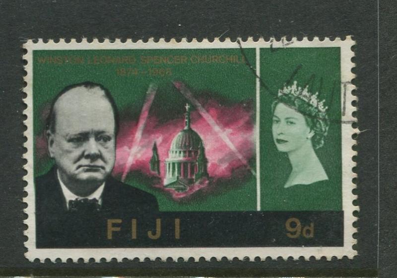 Fiji - Scott 216 - Churchill Issue 1965 - FU - Single 9d Stamp