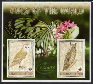 LIBERIA - 2005 - Owls of the World - Perf 2v Sheet - MNH - Private Issue