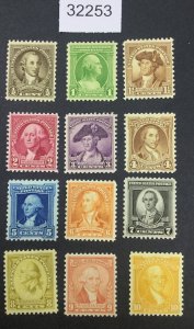 US STAMPS #704-715 MINT OG NH LOT #32253