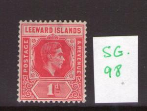 LEEWARD ISLANDS George VI 1d  ,scarlet, dieA, single,  L/hinged