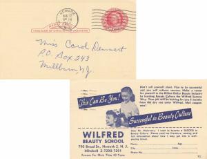 United States Jerseyark 1957 machine  Postal Card  Reverse Blue Illustrated A...