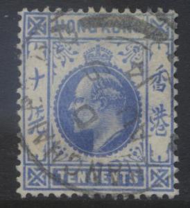 Hong Kong - Scott 95 - King Edward VII - Definitive - FU - Single 10c Stamp-Lot1