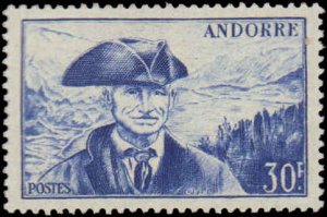 Andorra French Administration #123, Incomplete Set, High Value, 1951, Hinged