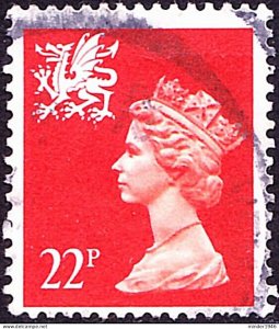 GREAT BRITAIN Wales 1990 QEII 22p Orange-Red Machin SGW56 FU