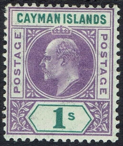 CAYMAN ISLANDS 1907 KEVII 1/- WMK MULTI CROWN CA