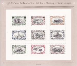 US Stamp - 1998 Trans-Mississippi Centenary - 9 Stamp Sheet #3209