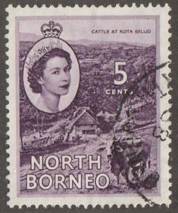 North Borneo, stamp, Scott#265,  used, hinged,  5 cents, Queen