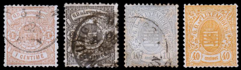 Luxembourg Scott 29-30, 33, 38 (1875-79) Used/Mint H F-VF, CV $39.50 B