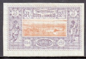SOMALI COAST — SCOTT 17 — 1894 75c VIEW OF DJIBOUTI — MH — SCV $55