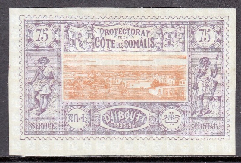 SOMALI COAST — SCOTT 17 — 1894 75c VIEW OF DJIBOUTI — MH — SCV $55