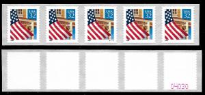 Sc 2915B  32¢ FOP PNC/5, #S11111 + Pink Bottom Back #, MNH