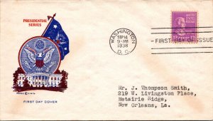 FDC 1938 SC #817 Pavois Cachet - Washington DC - Single - J703