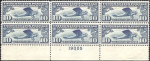 C10 Mint,OG,NH... Plate Block of 6... SCV $130.00... VF/XF