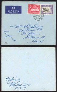 Aden 1955 Airmail cover to England