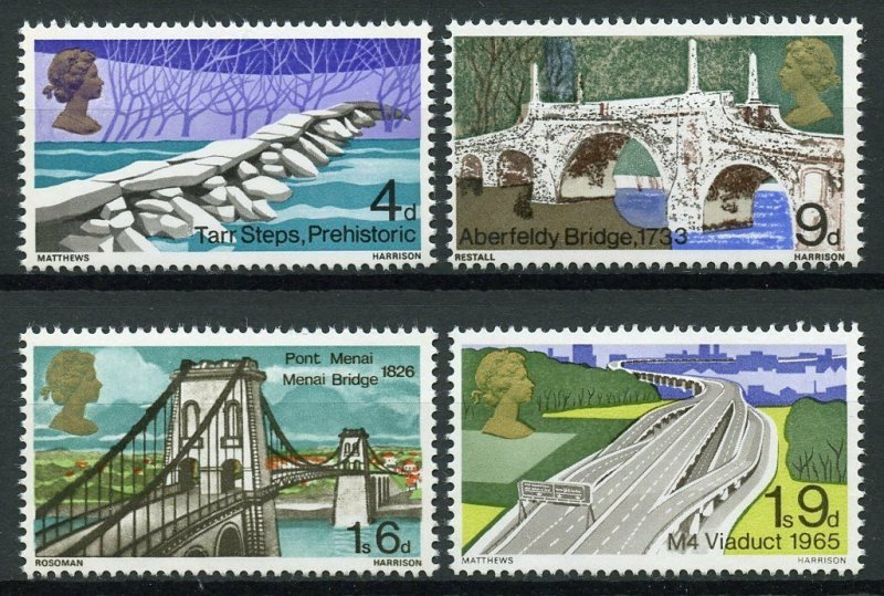 GB 1968 MNH British Bridges Tarr Steps Aberfeldy Bridge M4 Viaduct 4v Set Stamps