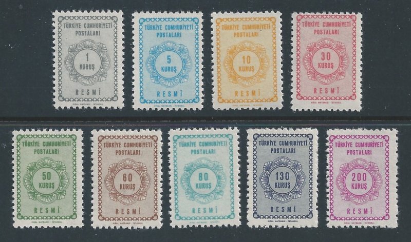 Turkey #O89-97 NH 1964 Official Set